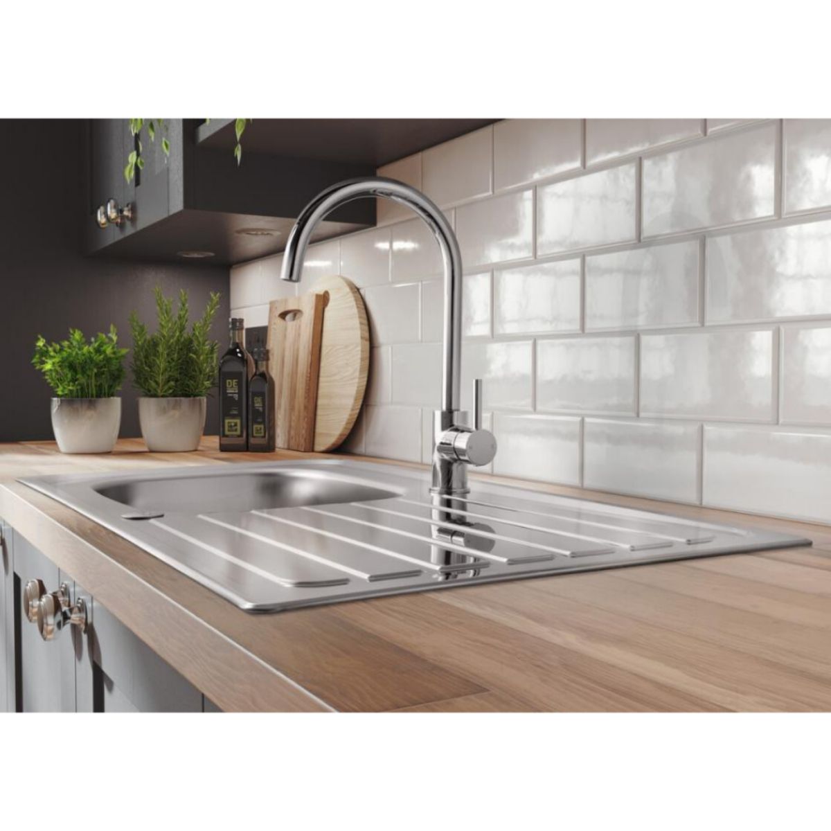 LEISURE LN95/ LEXIN 1 BOWL 0.9 GAUGE SINK 950 x 508mm SATIN STAINLESS STEEL