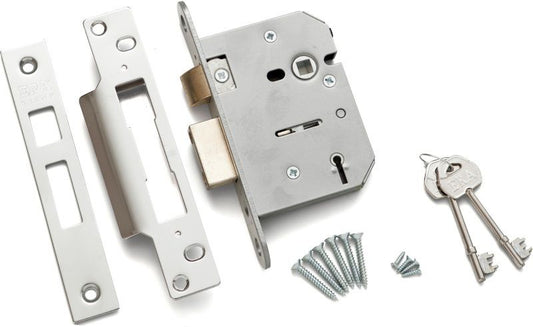 ERA 5 LEVER VISCOUNT SASHLOCK 75mm SATIN VISI PACK 302-52A