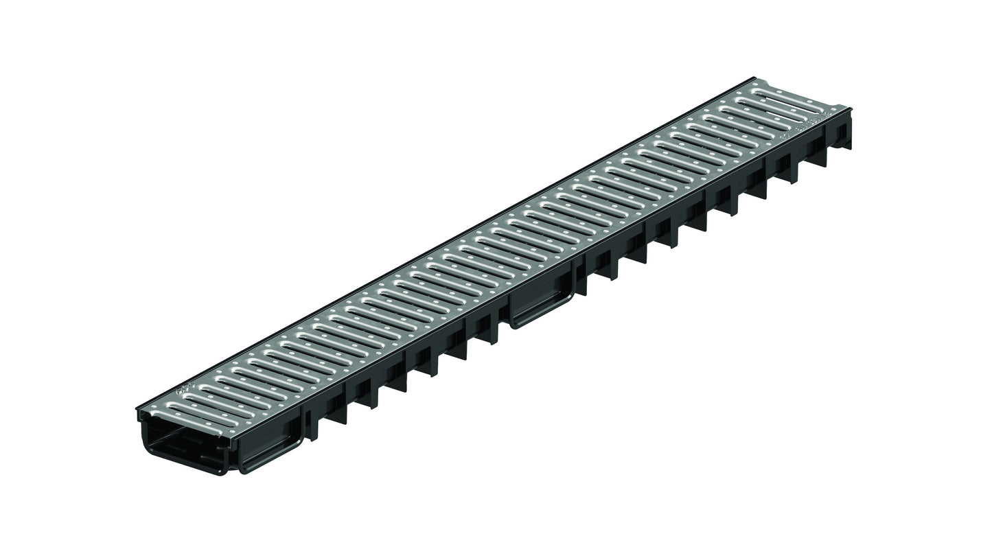 ACO EASYLINE H50 BLACK DRAINAGE CHANNEL GALVANISED STEEL GRATING 1000mm A15 330008