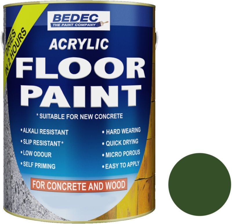 BEDEC ACRYLIC FLOOR PAINT 5l DARK GREEN BEDE2FFS005/46