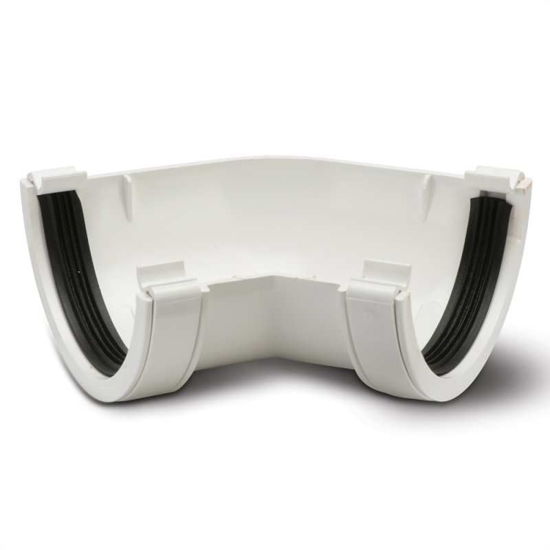 POLYPIPE RAINWATER HALF ROUND ANGLE 112mm x 135deg RR104W WHITE