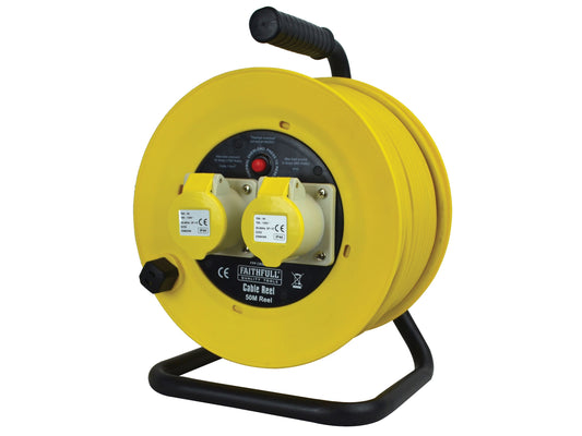 FAITHFULL FPPCR50ML 2 SOCKET CABLE REEL 110v 16a 50m 1.5mm