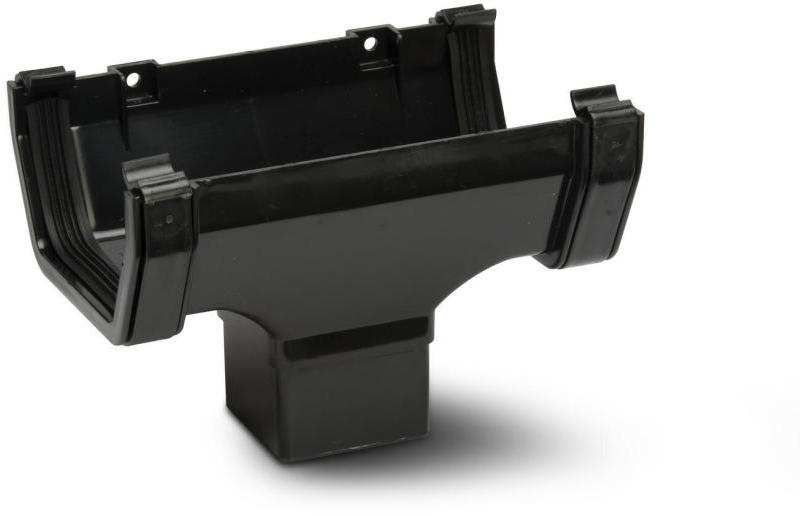POLYPIPE RAINWATER 112mm SQUARE GUTTER R/OUTLET RS205B BLACK