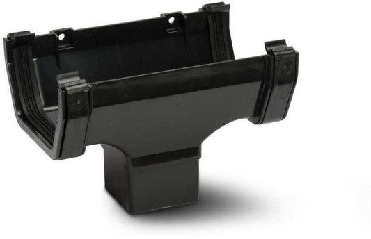 POLYPIPE RAINWATER 112mm SQUARE GUTTER R/OUTLET RS205B BLACK
