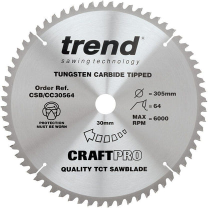 TREND CSB/CC30564 CRAFT BLADE CC 305MM X 64T X 30MM