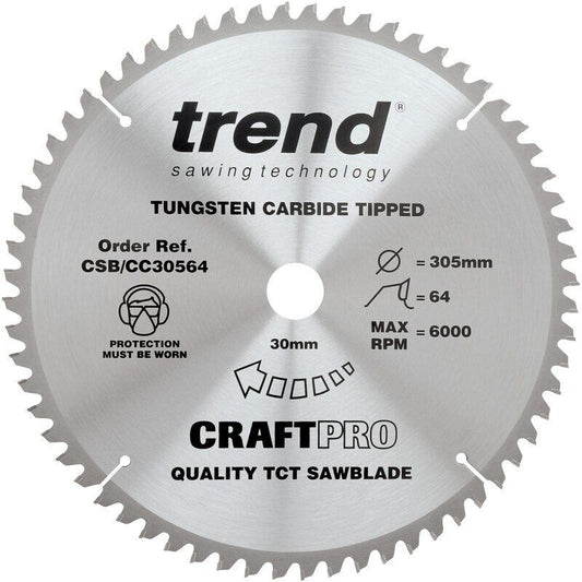 TREND CSB/CC30564 CRAFT BLADE CC 305MM X 64T X 30MM