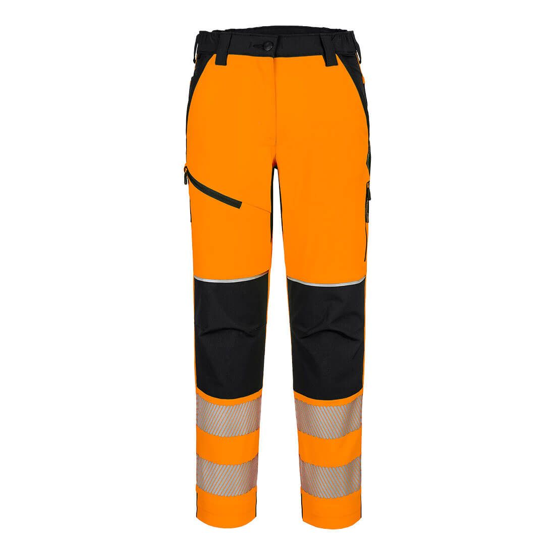 PW3 Hi-Vis Women's Stretch Trouser, L, R, Orange/Black