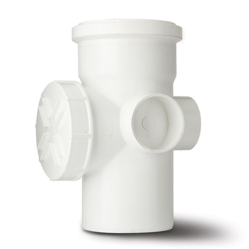 POLYPIPE SOIL ACCESS PIPE SINGLE SOCKET 110mm SA43W WHITE