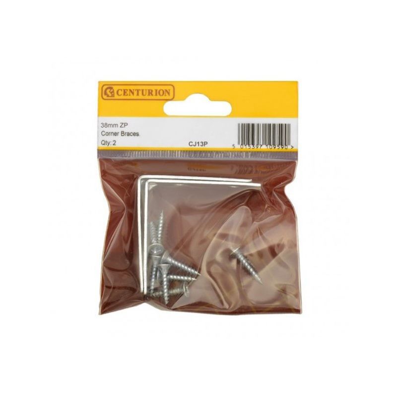 CENTURION CJ13P ZINC PLATED CORNER BRACE 38mm PACK 2