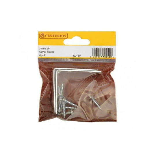 CENTURION CJ13P ZINC PLATED CORNER BRACE 38mm PACK 2