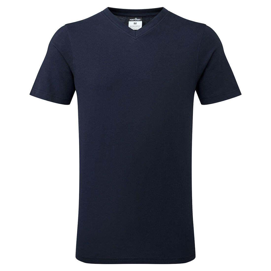 V-Neck Cotton T-Shirt, L, R, Navy