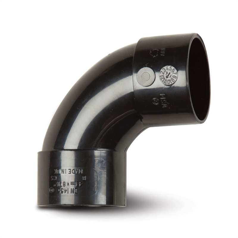 POLYPIPE ABS SWEPT BEND 40mm x 92.5deg WS14 WS14B BLACK