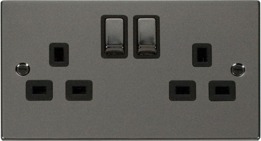 CLICK VPBN536BK 2G 13A DP SWITCHED SOCKET BLK NICKEL
