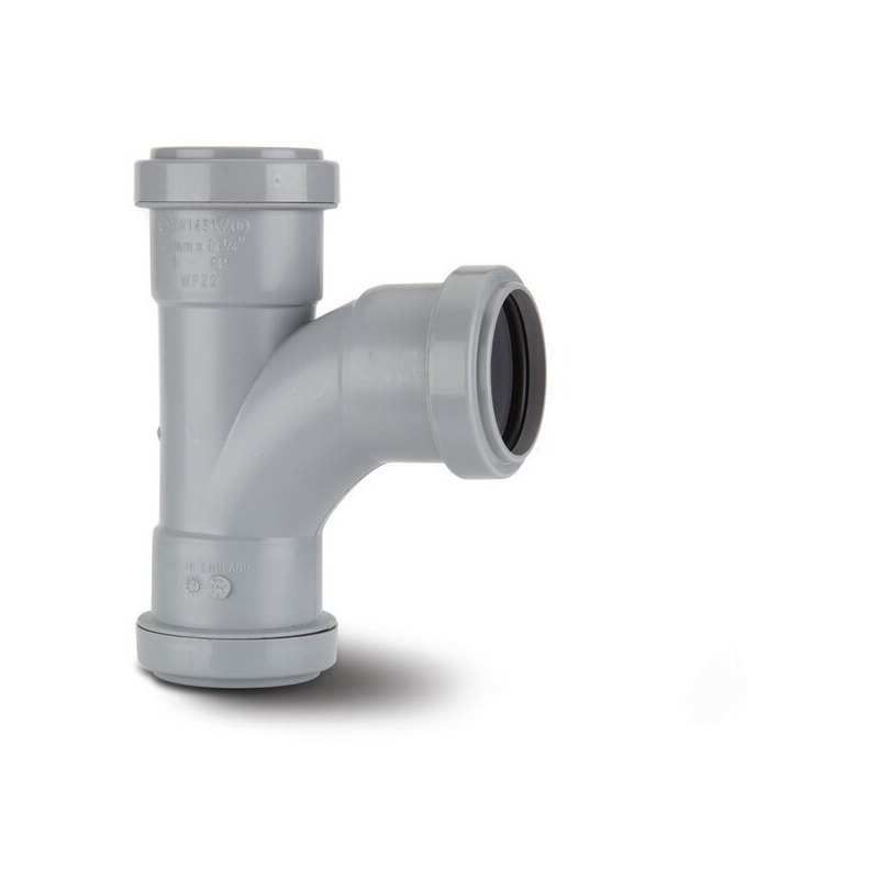 POLYPIPE PUSHFIT SWEPT TEE 40mm x 91.25deg WP22 WP22G GREY