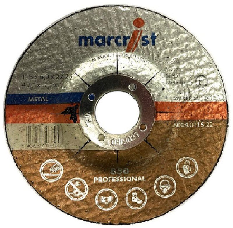 MARCRIST 850 METAL GRINDING DISC 115 x 6 x 22mm 5004.0115.22