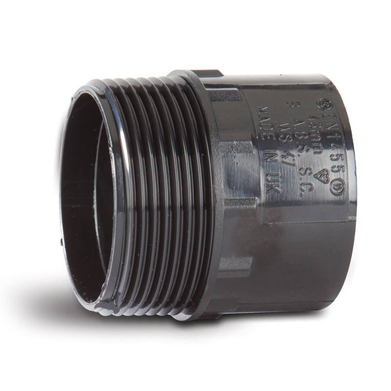 POLYPIPE ABS ADAPTOR MALE IRON 40mm WS47 WS47B BLACK