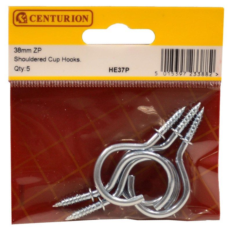 CENTURION HE37P ZINC PLATED 40mm CUP HOOKS