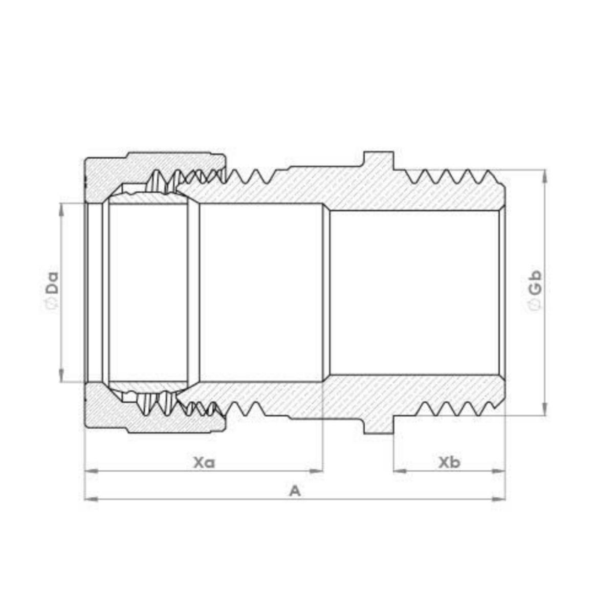FLOWFLEX COMPRESSION MALE IRON COUPLING 22mm x 3/4" OP902.21