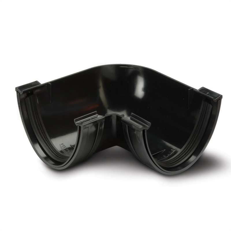 POLYPIPE RAINWATER POLYFLOW DEEP 90deg GUTTER ANGLE RD503B BLACK