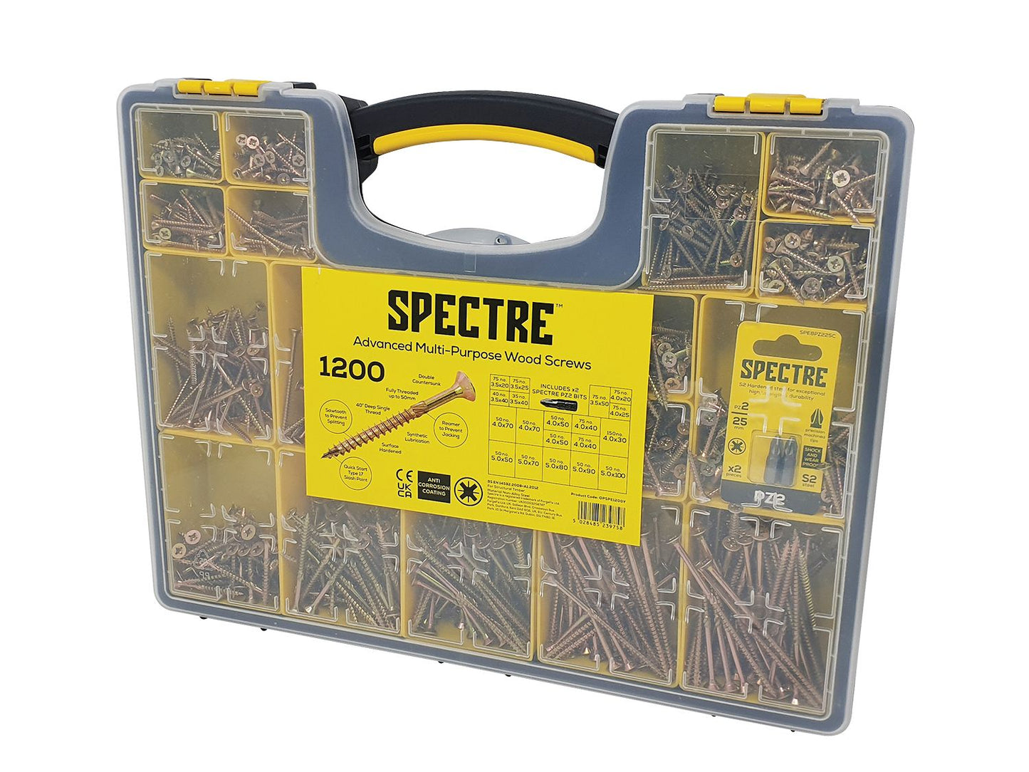 SPECTRE WOOD SCREW SITE ORGANISER (1200 PIECE) FOROPSP1200Y