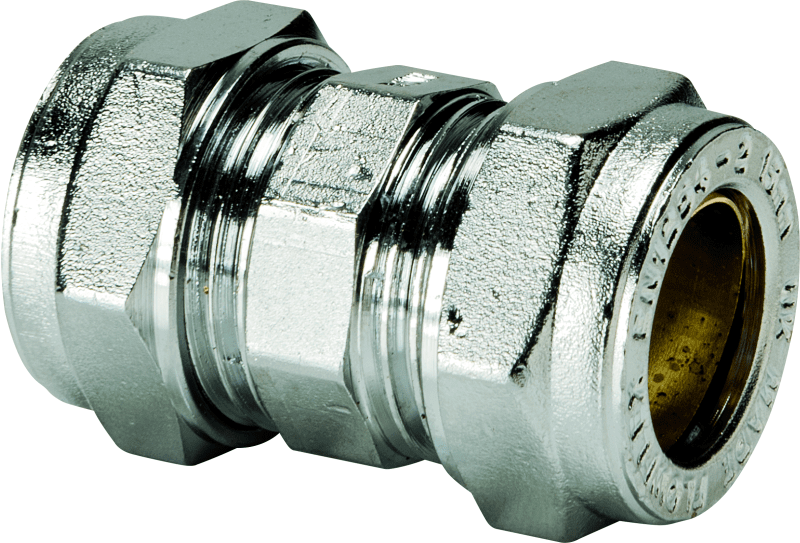 FLOWFLEX CHROME COMPRESSION STRAIGHT COUPLING 22mm P901CP.08