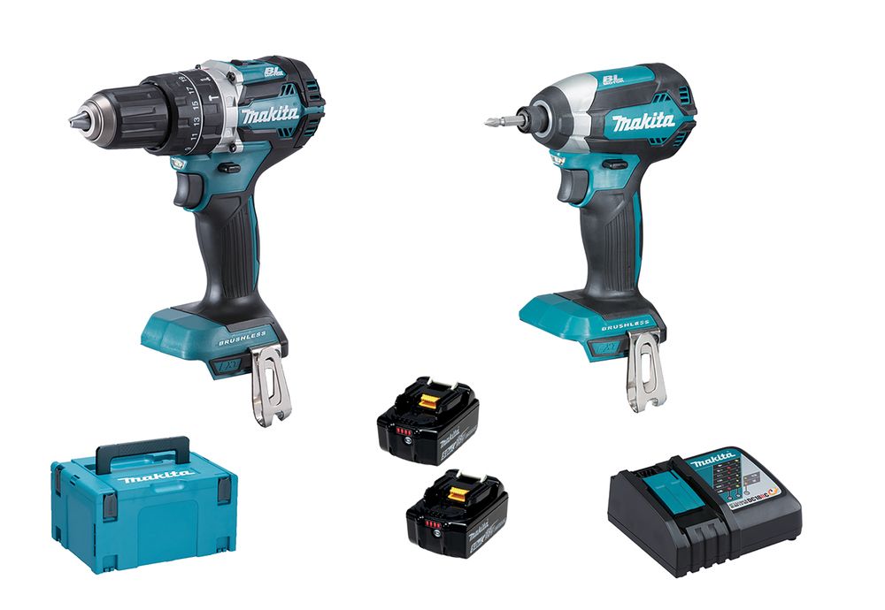 MAKITA DLX2180TJ 18V BRUSHLESS COMBI & IMPACT DRIVER TWIN PACK WITH 2 X 5.0AH LI-ION BATTERIES
