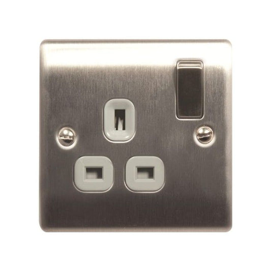 NEXUS NBS21G 1-GANG SWITCHED SOCKET NEXUS BRUSHED STEEL