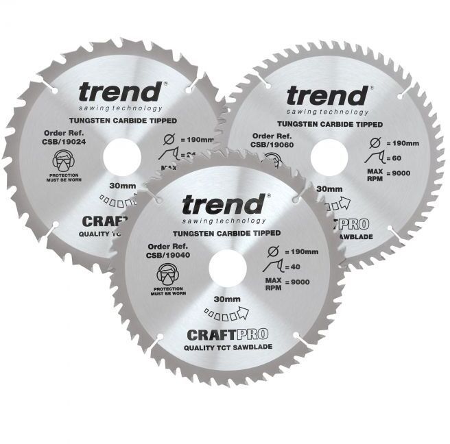 TREND CSB/190/3PK CRAFTPRO TCT SAW BLADE TRIPLE PACK