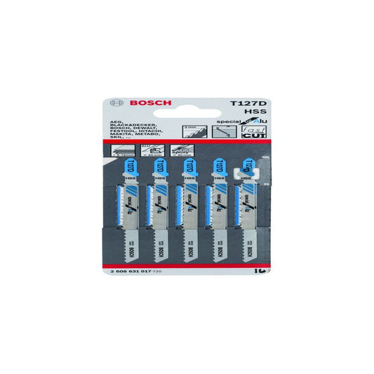 BOSCH 2608631017 PACK OF 5 T127D HSS METAL CUT JIGSAW BLADES