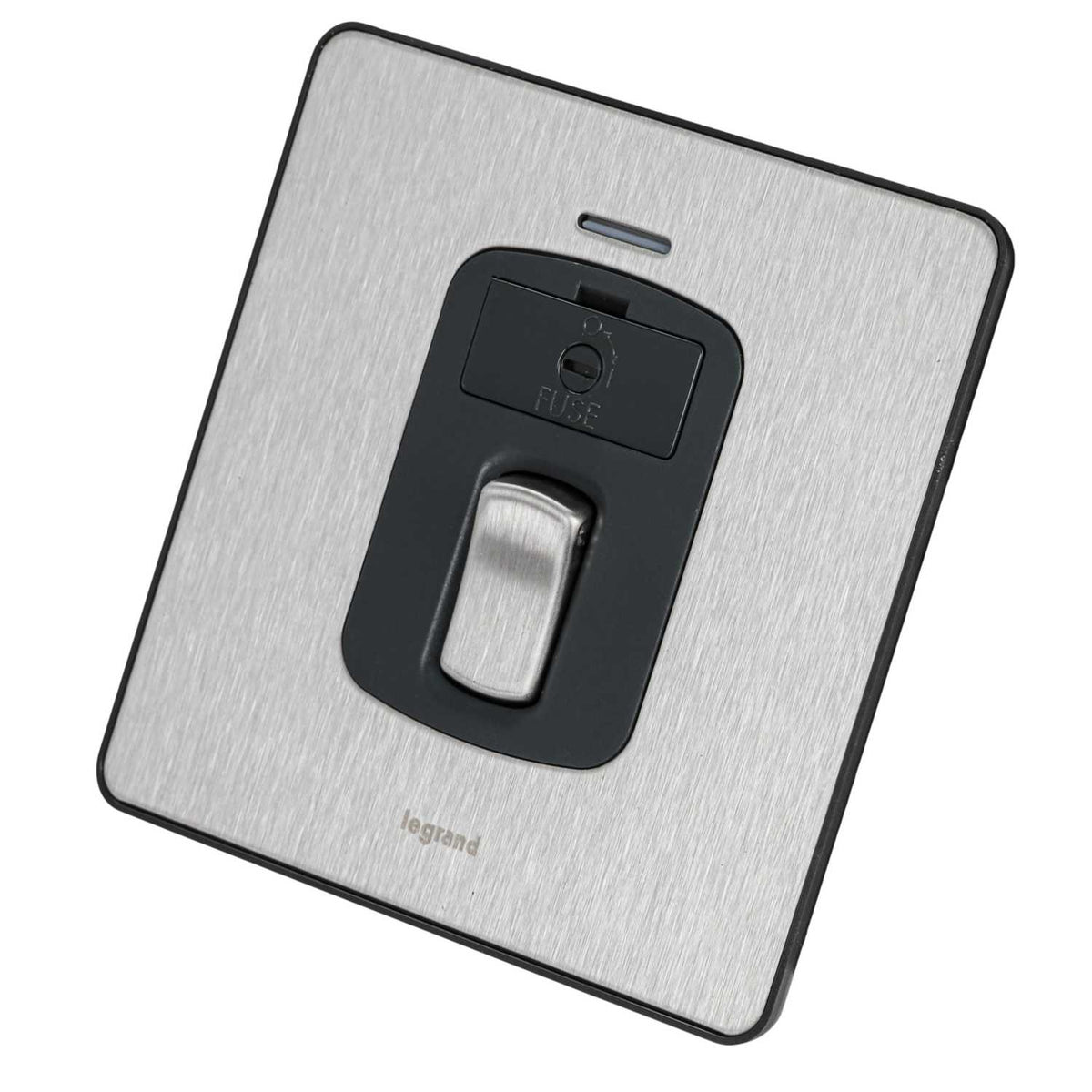 Legrand 13A DP Switched Fused Spur Black Insert Brushed Stainless Steel