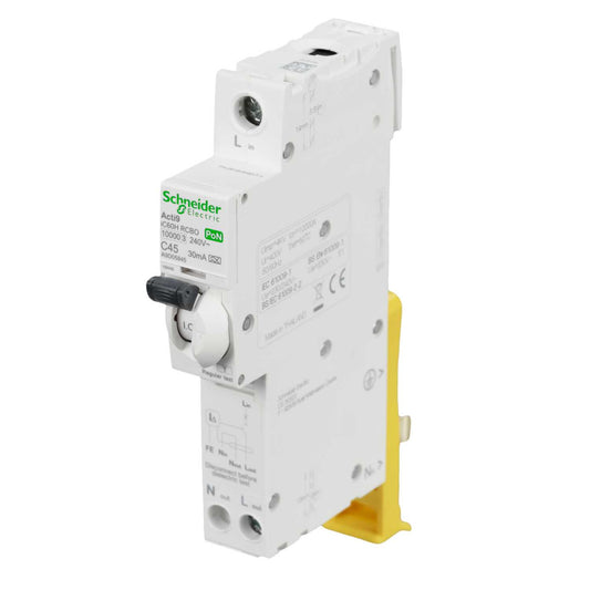 Schneider Acti9 45A 1P+Ns 1 Module C Curve 10kA 30mA Type A PoN Rcbo