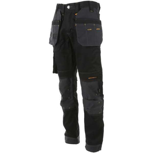 DEWALT HARRISON BLACK GREY REGULAR FIT STRETCH HOLSTER POCKET TROUSER 32S (L29W32)