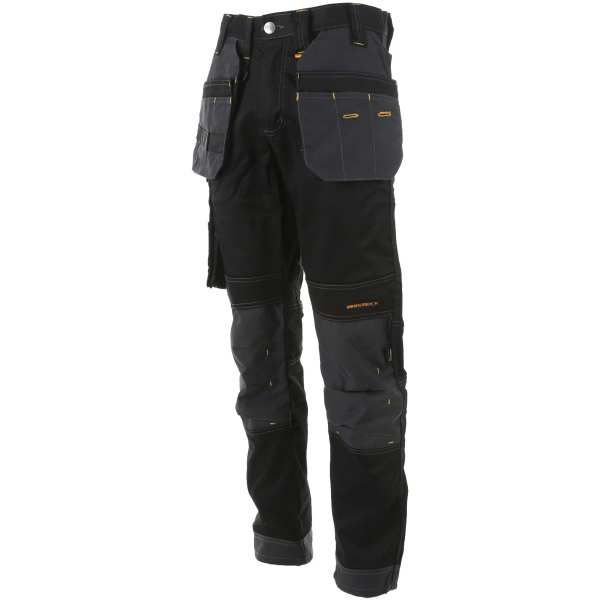 DEWALT HARRISON BLACK GREY REGULAR FIT STRETCH HOLSTER POCKET TROUSER 36T (L33W36)