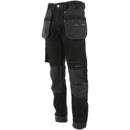 DEWALT HARRISON BLACK GREY REGULAR FIT STRETCH HOLSTER POCKET TROUSER 42S (L29W42)