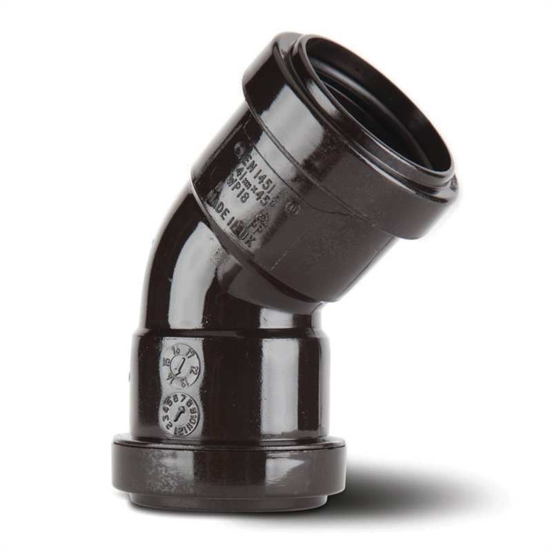 POLYPIPE PUSHFIT WASTE OBTUSE BEND 40mm x 45deg WP18B BLACK