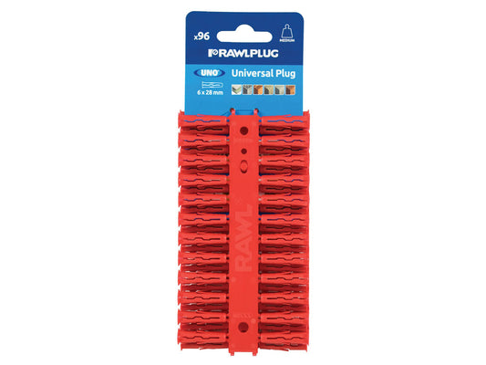 RAWLPLUG RAW68520 FIXING WALL PLUGS 6 x 28mm RED (PACK 96)