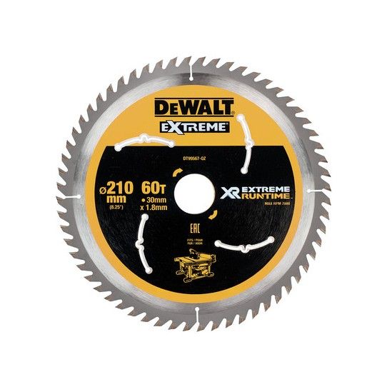 DEWALT DT99567-QZ FLEXVOLT XTREME RUNTIME CIRCULAR SAW BLADE 60TX30X210MM