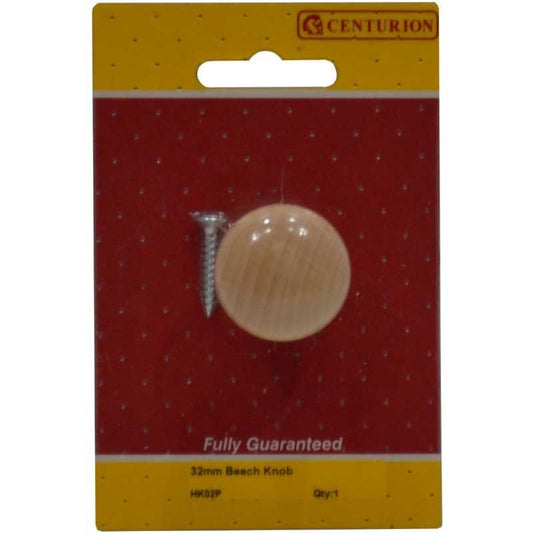 CENTURION HK02P CUPBOARD KNOB 30mm BEECH