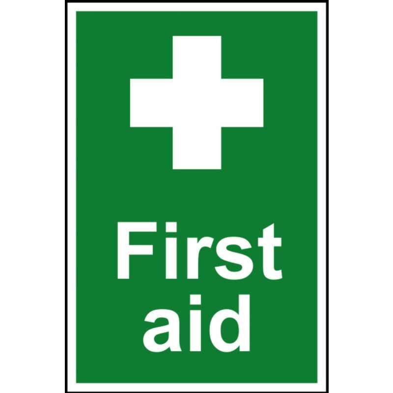 PVC SELF ADH SIGN 200mm WIDE x 300mm FIRST AID 1550