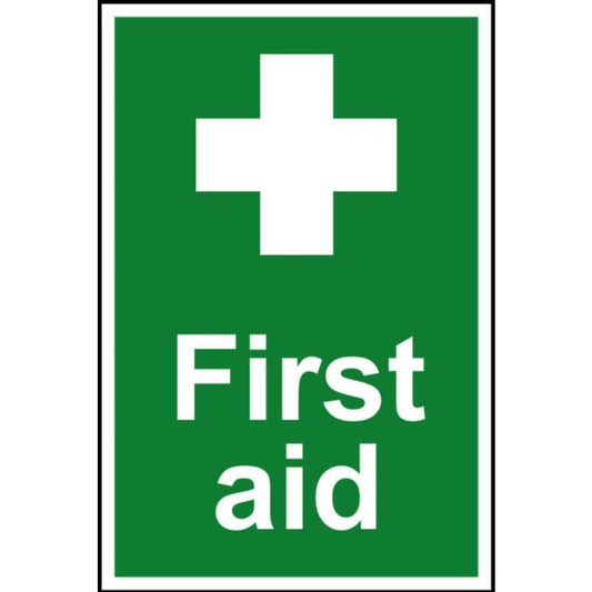 PVC SELF ADH SIGN 200mm WIDE x 300mm FIRST AID 1550