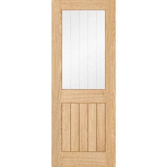 LPD PRE-FINISHED OAK BELIZE H/L SILKSCREEN GLASS INTERNAL DOOR 1981 x 762 x 35mm (30") PFOBELG30