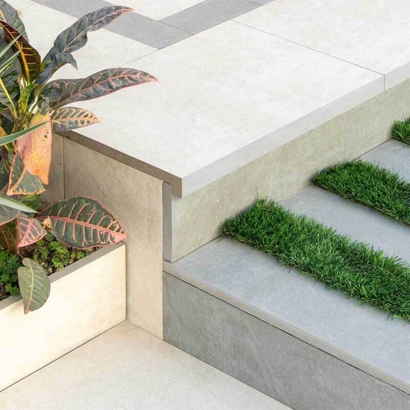 GLOBAL STONE STATION PORCELAIN DOWNSTAND COPING 600 x 350mm WHITE SWOH3560S