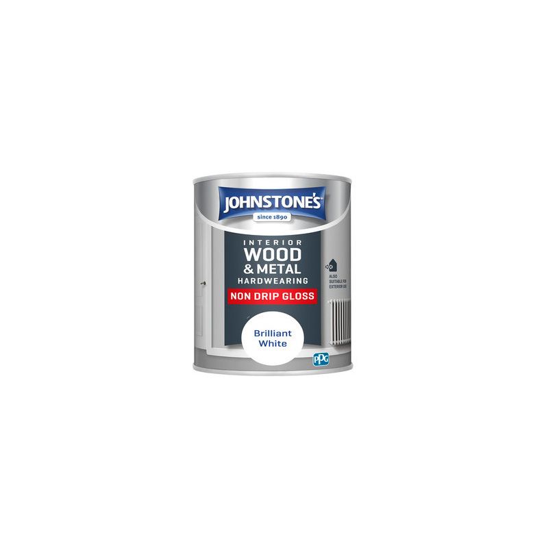 JOHNSTONES ONE COAT NON DRIP GLOSS 750ml BRILLIANT WHITE 306533