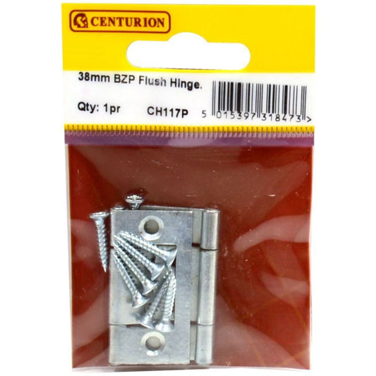 CENTURION CH117P BRIGHT ZINC PLATED 38mm FLUSH HINGE PAIR