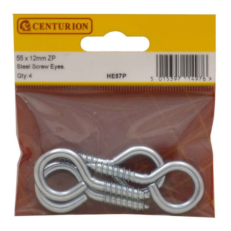 CENTURION HE57P ZINC PLATED 55mm SCREW EYE PACK 4
