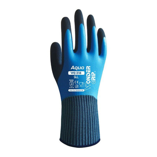 WONDER GRIP AQUA LATEX COATED WATERPROOF GLOVES EXTRA LARGE WG318101