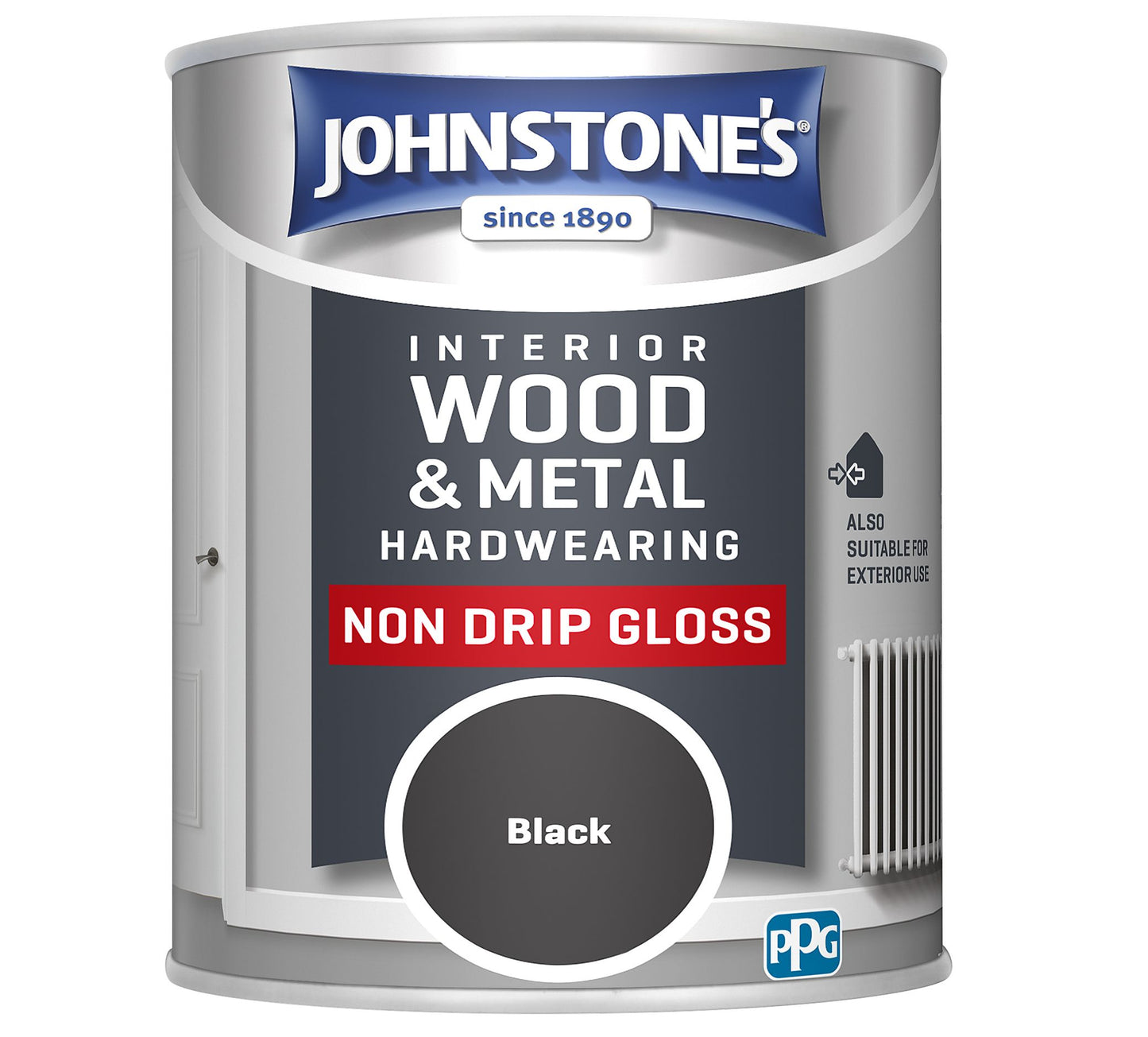 JOHNSTONES ONE COAT NON DRIP GLOSS COLOUR 750ml BLACK 303880