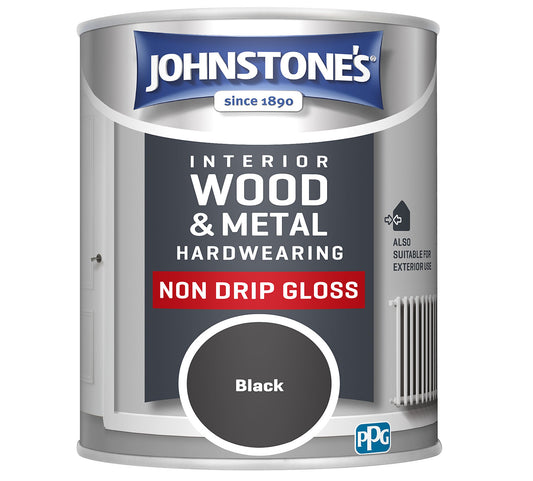 JOHNSTONES ONE COAT NON DRIP GLOSS COLOUR 750ml BLACK 303880