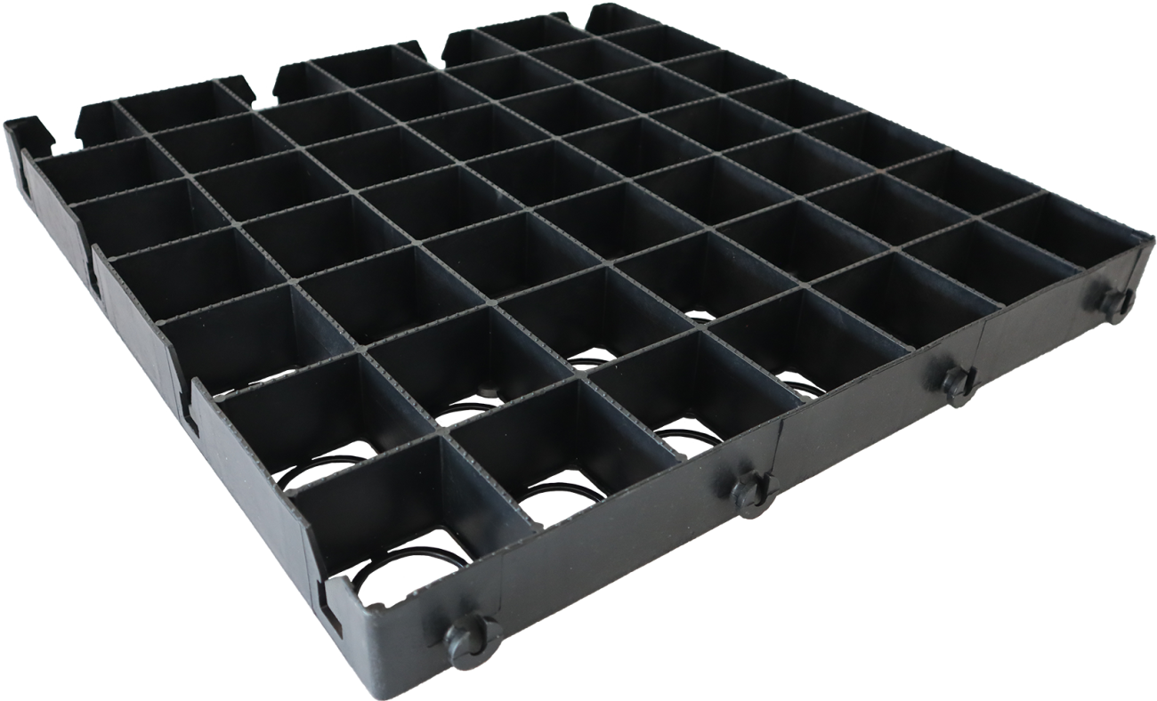 WREKIN GEOWORKS ECODECK 500 x 500 x 40mm DEEP GRAVEL & GRASS RETENTION BLACK (PER TILE)