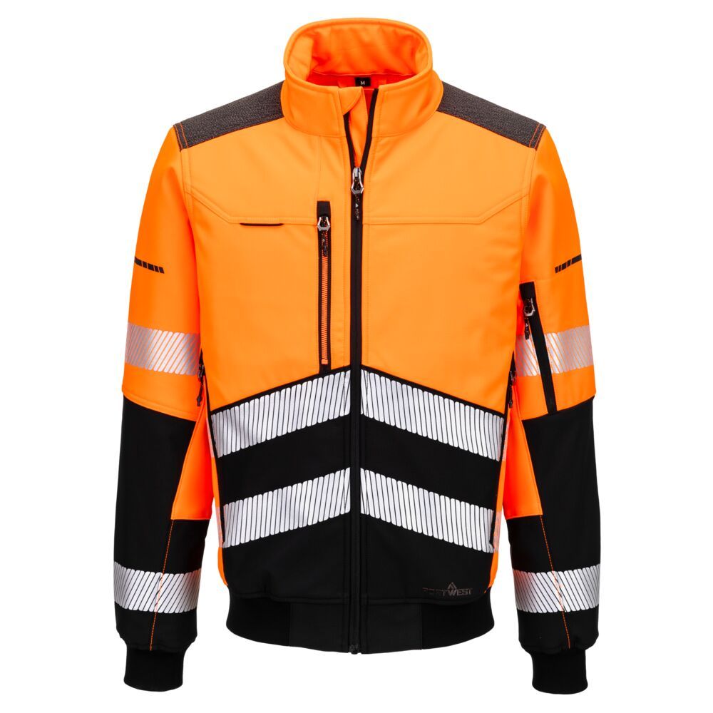 EV4 Hi-Vis Softshell Bomber (3L), L, R, Orange/Black
